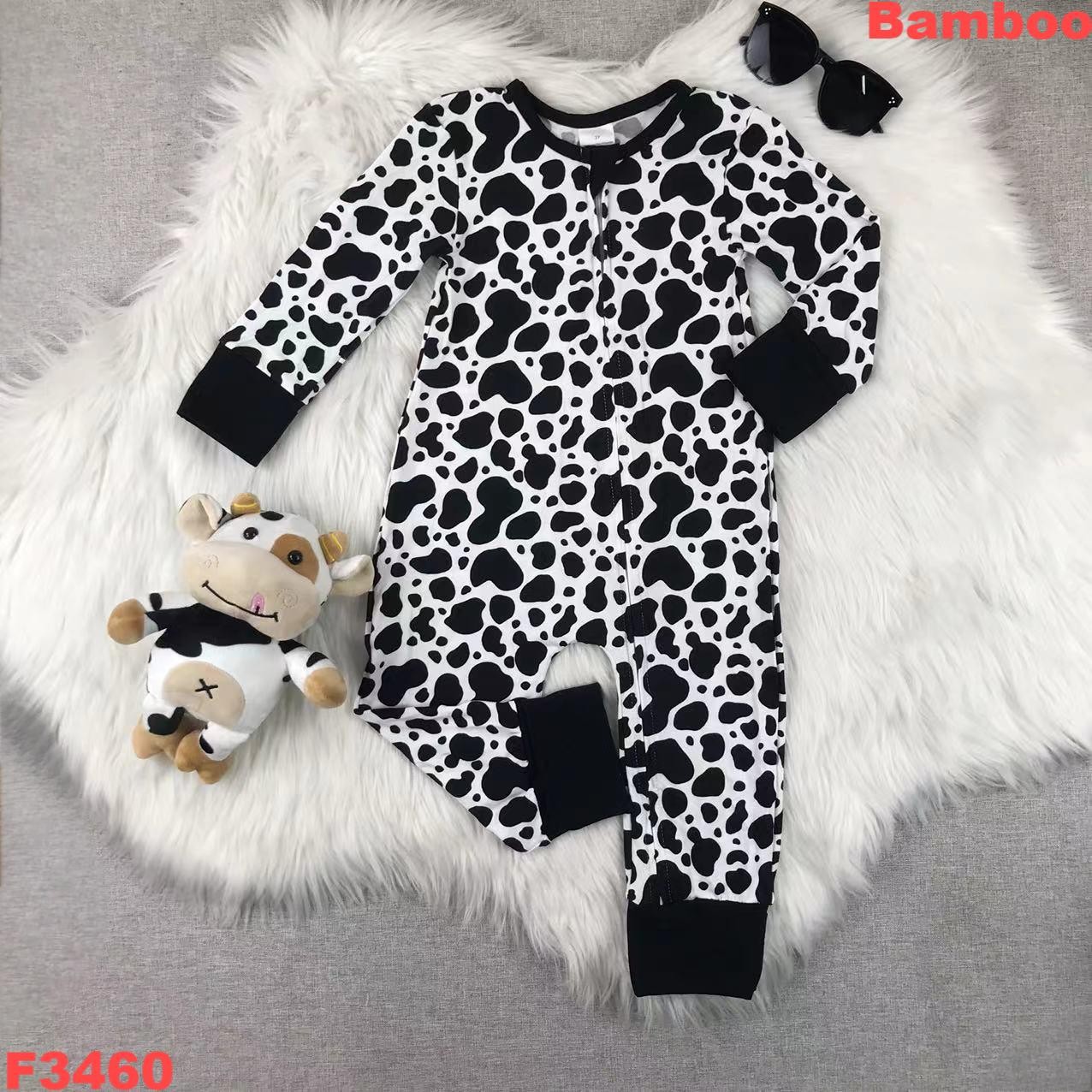 Bamboo Fiber Black & White Cow - огляд і ціна Bamboo Bodysuit Baby